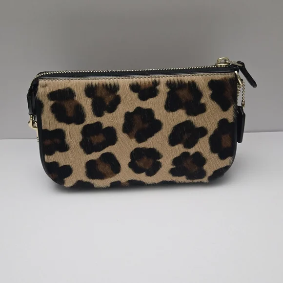 Coach Nolita Leopard Print Clutch Wrislet Bag Top Handle Gold Vintage F64583 - Picture 2 of 6
